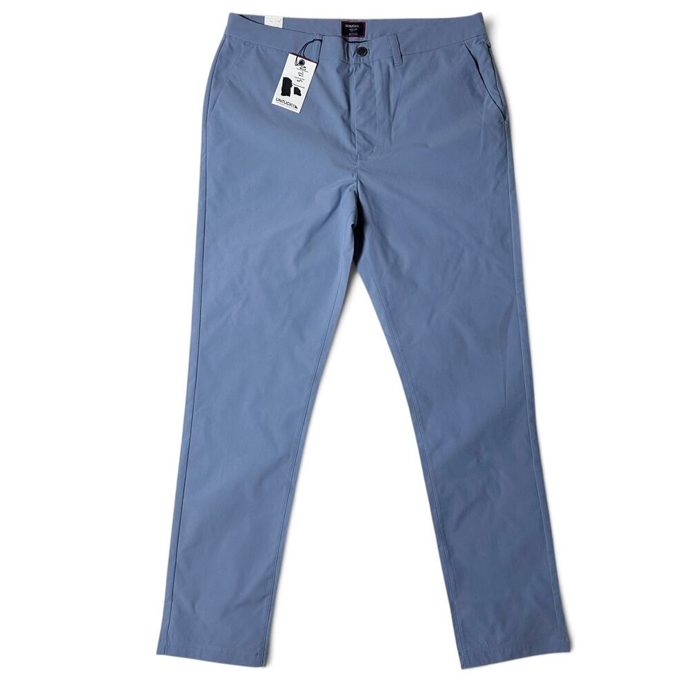 Untuckit Traveler Pant Mens Size 34x32 Mid Blue Slim Fit Stretch Chino NWT
